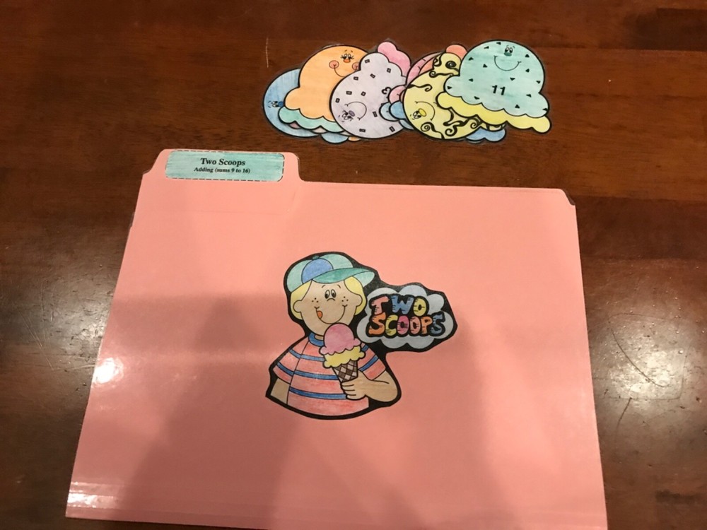 Two Scoops! Addition  2nd grade math file folder game teacher