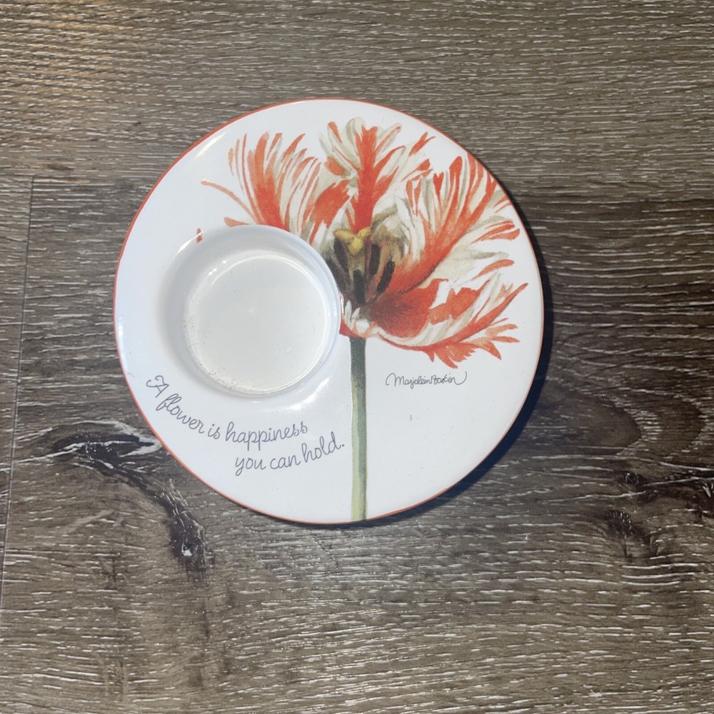 Demdaco Candle Holder Flower White Orange