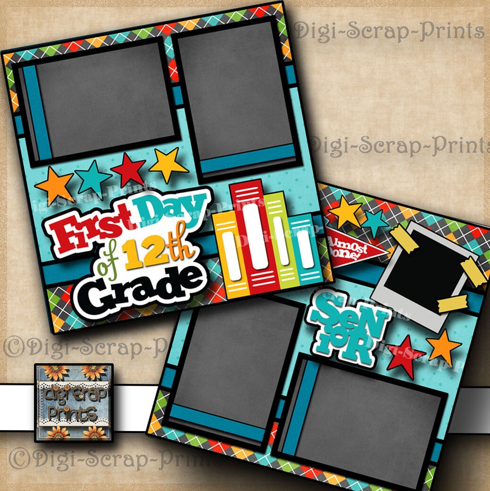 TWELFTH 12TH GRADE senior high School premade scrapbook pages digiscrap A0374