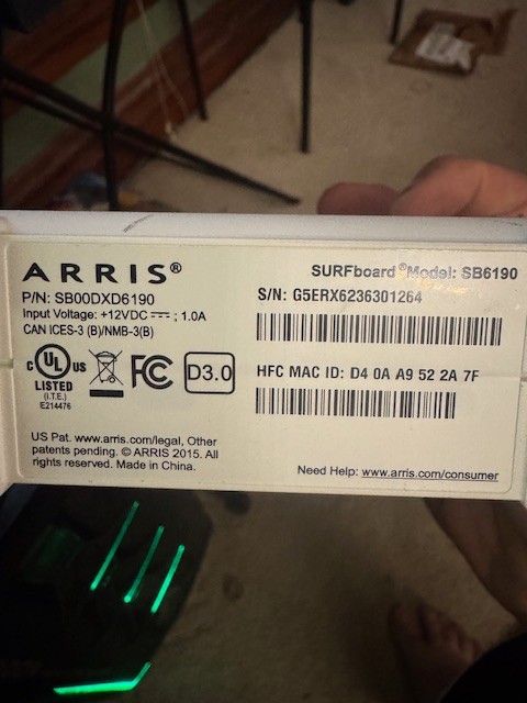 arris sb6190 modem
