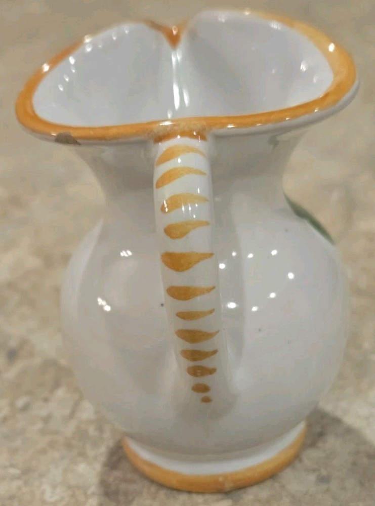 Hand Painted Miniature Ceramic Pitcher Floral Pattern Signed 2 3/4" Tall
