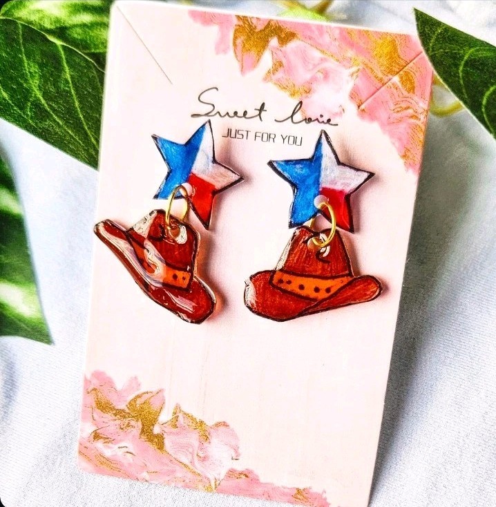 Cowboy Hat Stud Earrings 🤠 Western Style – Clear Plastic Posts