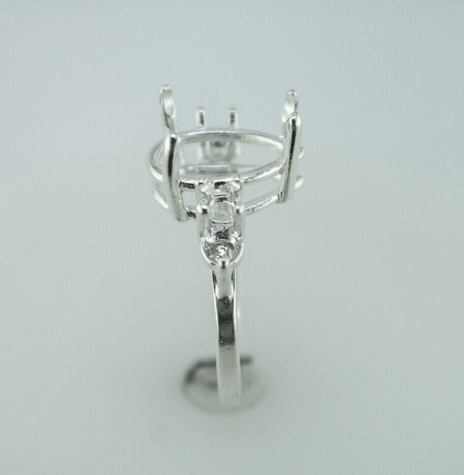 Pear Shape Double Side Accent Ring Setting Sterling Silver