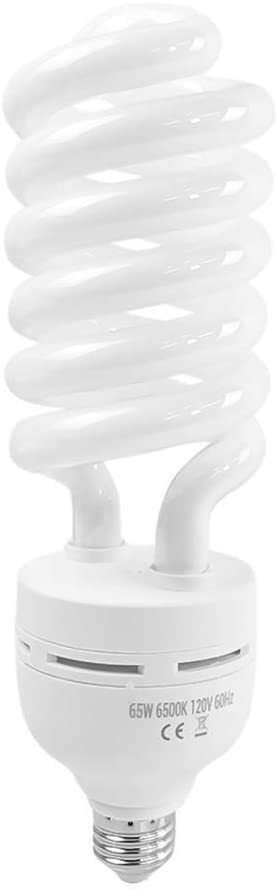 65W Daylight Fluorescent Spiral Light Bulb 6500K 110V White for Studio Lighting