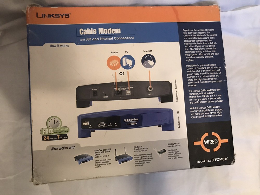 Linksys Cable Modem with USB and Ethernet Connections BEFCMU10