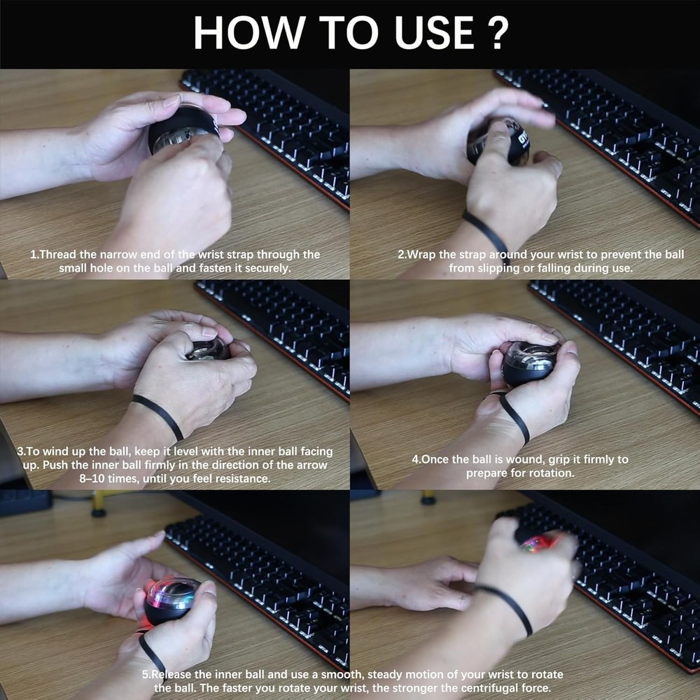 Compact Forearm Exerciser - Portable Wrist Gyro Ball for Strength & Coordination