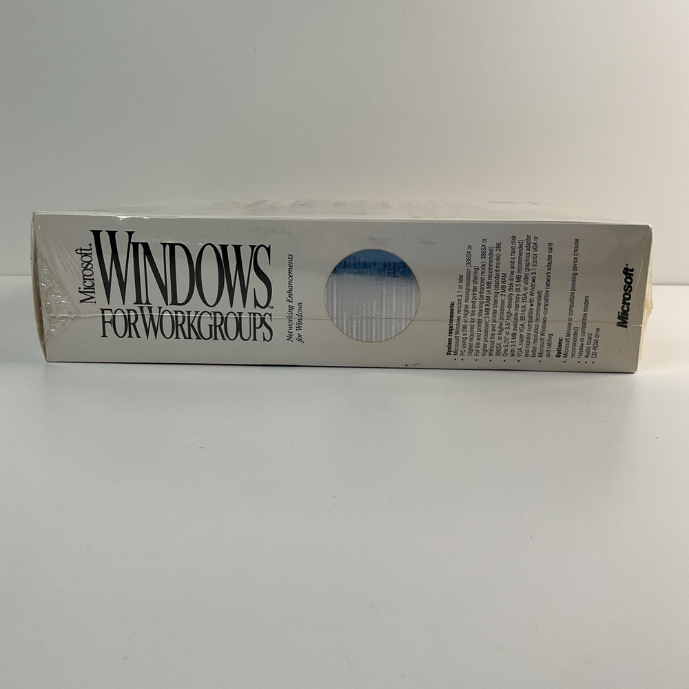 Microsoft Windows For Workgroups Windows Version 3.1 Enhancements Factory Sealed