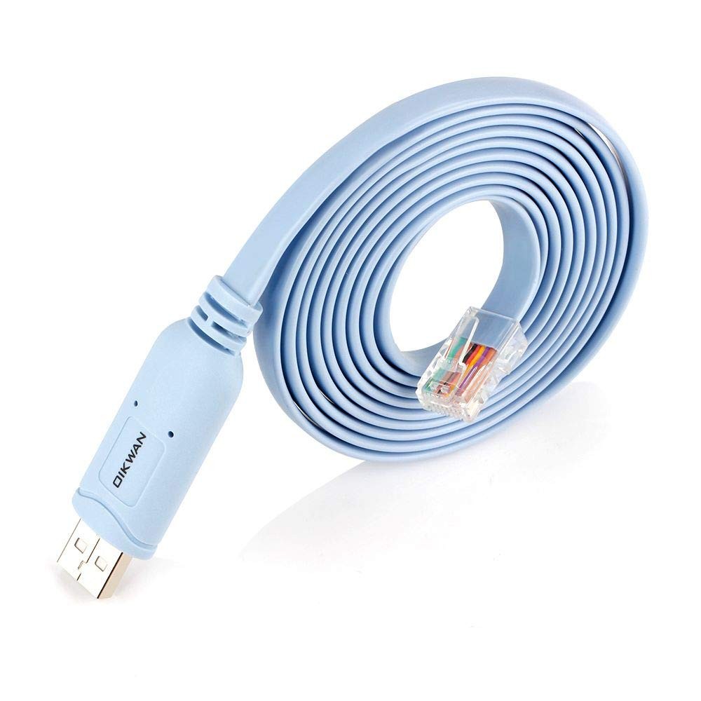 USB to RJ45 Console Cable 2pack, Essential Tool for Cisco, 6 ft 2 Pack, Blue