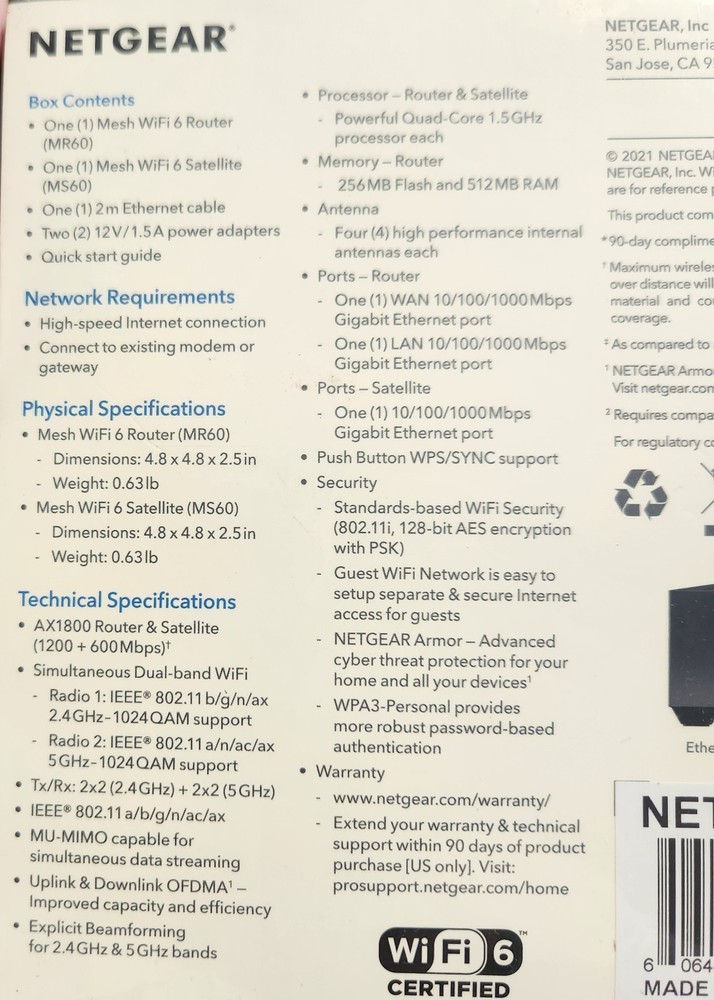 Netgear Nighthawk Mesh Wifi 6 System N.I.B. Sealed