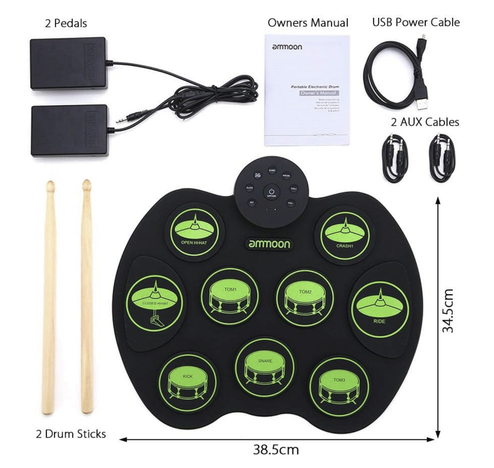 Electronic Drum Mat,Foldable Electronic Drum Kit Portable Electronic Drum Set