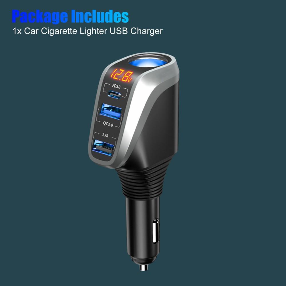 12V Car Cigarette Lighter Socket 2 USB PD Charger Splitter Outlet Power Adapter