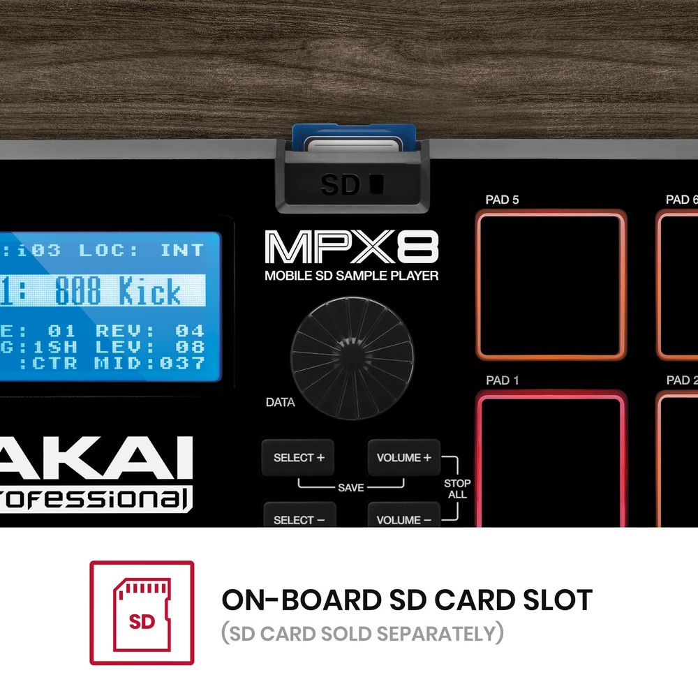Akai Professional Mpx8 Mobile Audio Midi Controller With 8 Pads Sample Player