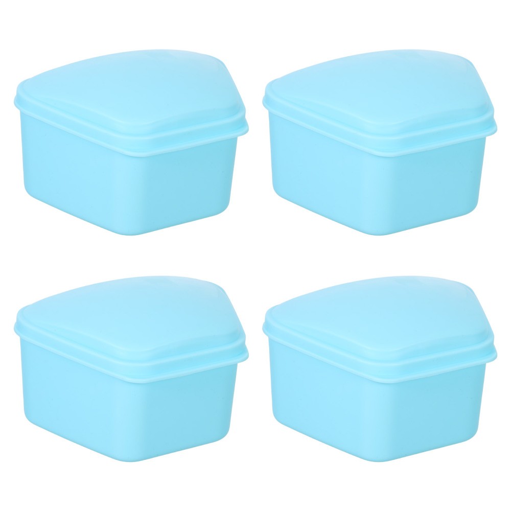 4 Pcs Denture Container Holders for Cleaning Storage Case Soaker