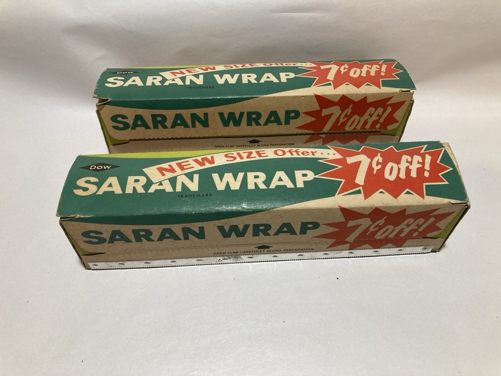 2 Vintage Saran Wrap Rolls "7 Cents Off"