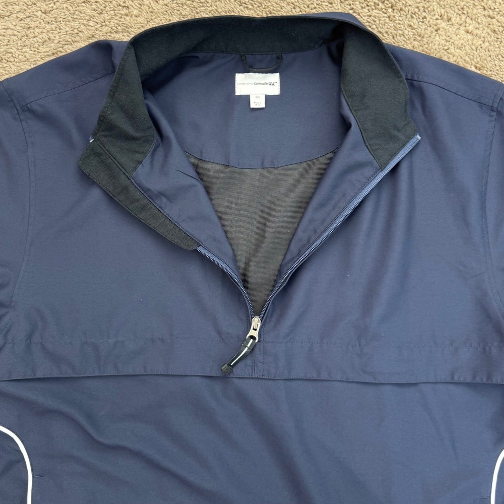 Cutter & Buck WindTec Golf Pullover Mens L Navy S/S Jacket GCA 100 Sleece Patch