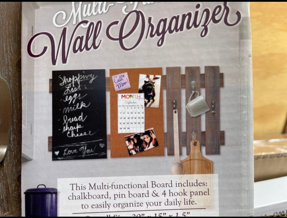 Enhanced Multi-Functional Wall Organizer: Cork Board, Chalk Board & Hook Panel