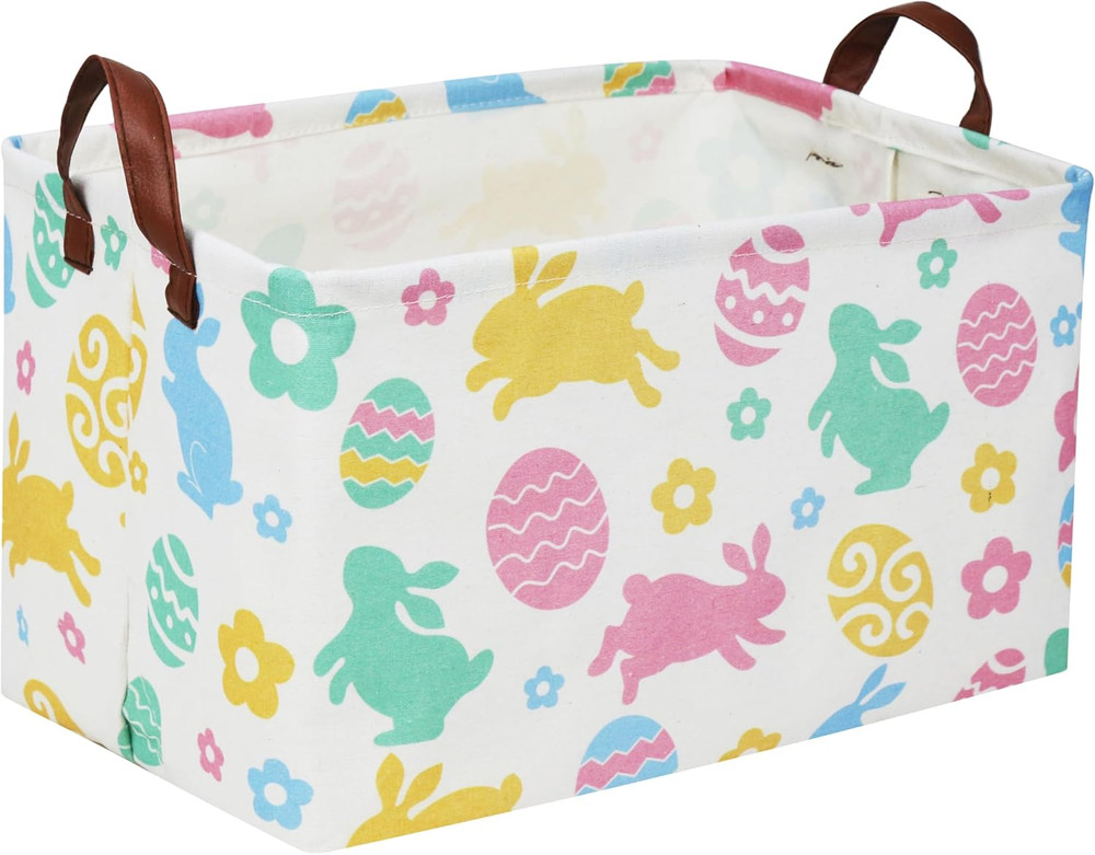 Rectangular Easter Baskets, Easket Basket for Kids.Bunny Easter Basket with H...