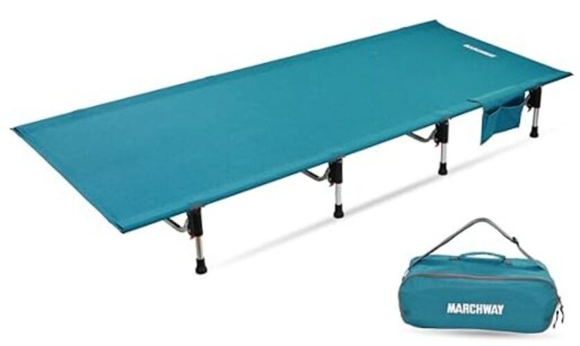 Lightweight Folding Tent Camping Cot Bed with Lever Lock, Easy Setup Blue
