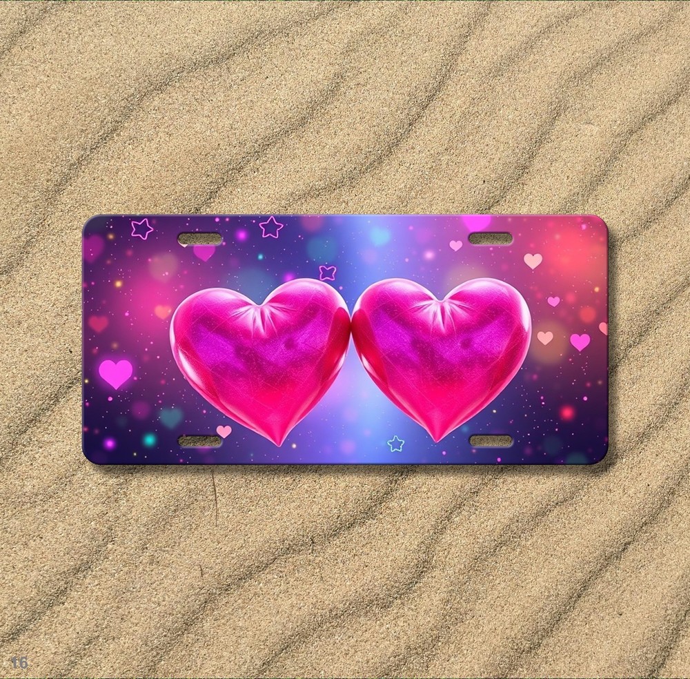 Stylish Hearts License Plate Customizable Front Plate Gift Idea