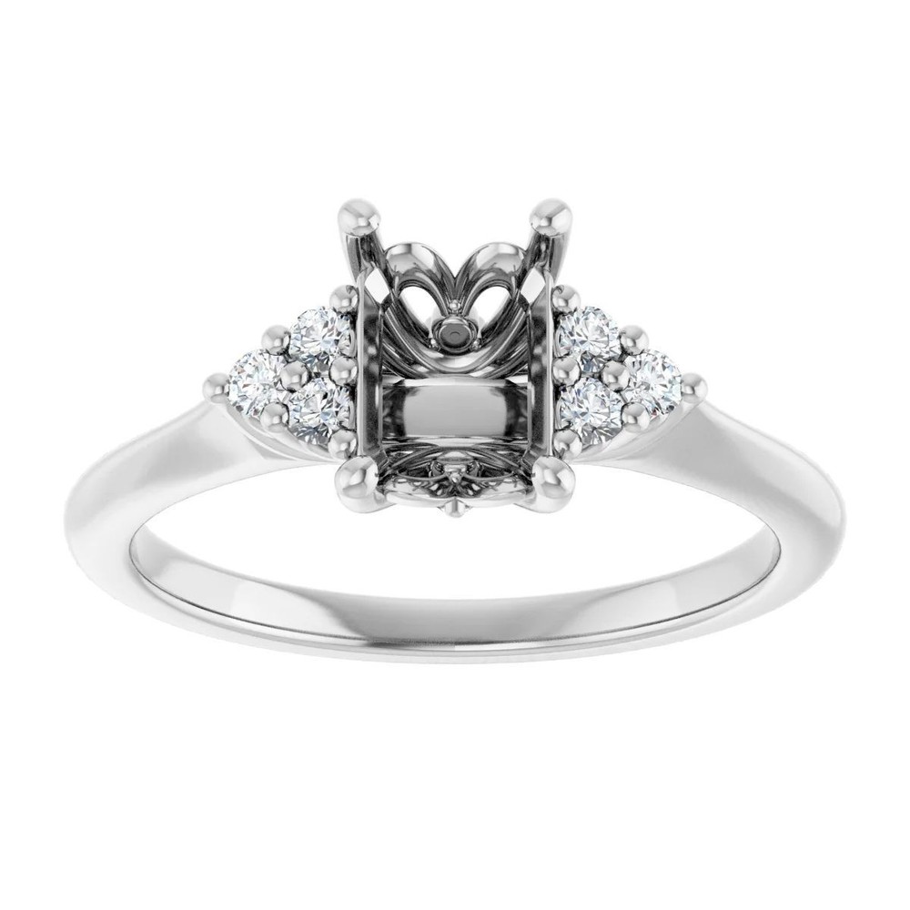 Cushion 8x6mm Semi Mount Ring Setting 925 Sterling Silver Side Stone Topaz