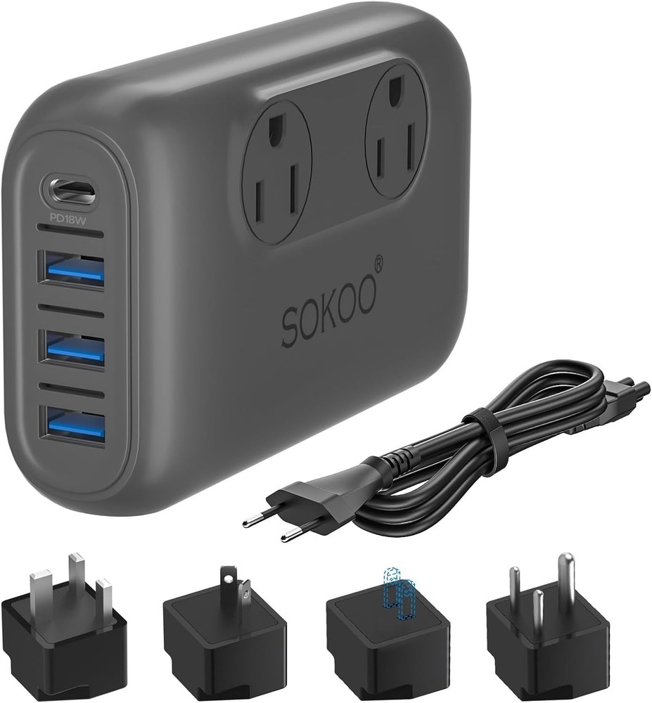 230W Voltage Adapter – Charges 6 Devices & Compatible with Multiple Nations
