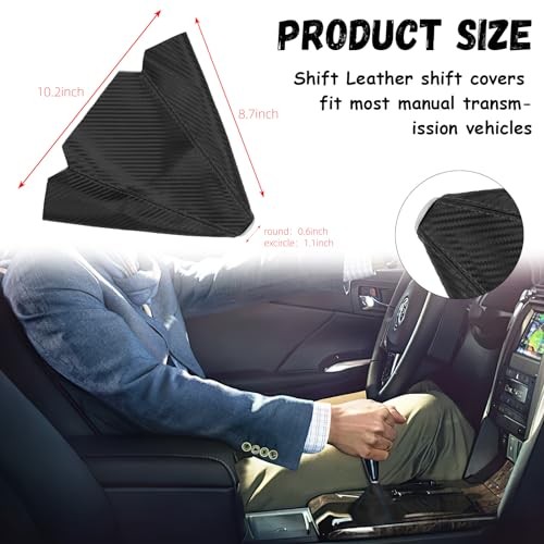 Car Shift Knob Dust Cover, Leather Manual/Automatic Carbon pattern black line