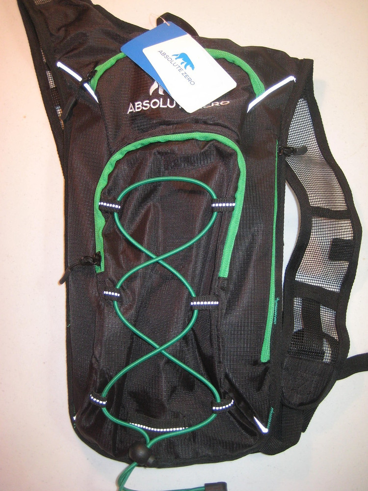 NEW- ABSOLUTE ZERO with 2 Zipper Pockets- 2 Liter Capacity Hydration Backpack