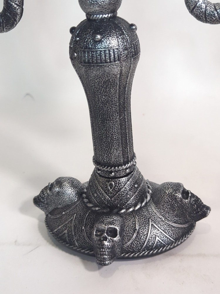 Battery Operated Skull Candelabra Plastic 14" Works