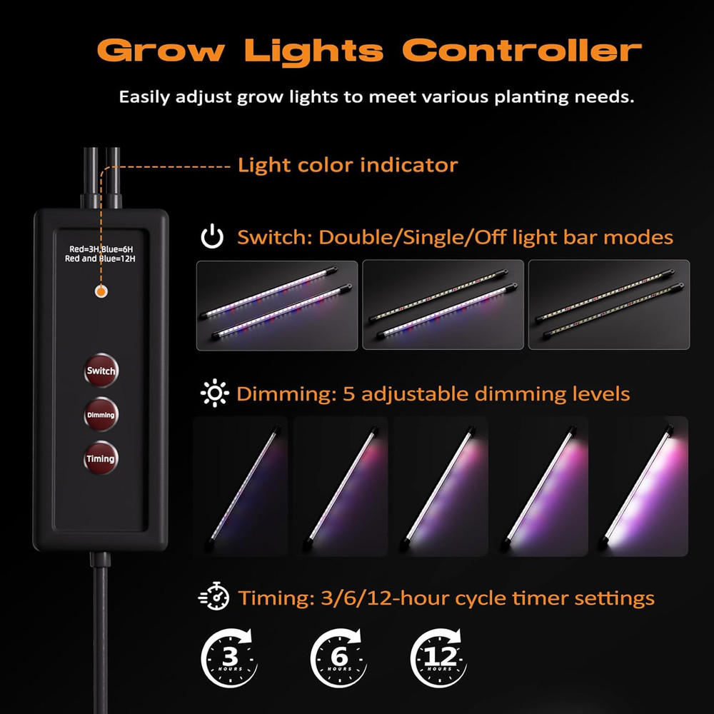 60-Cell Self-Watering Seed Starter Tray with Grow Light, Seed Starter Kit with 4
