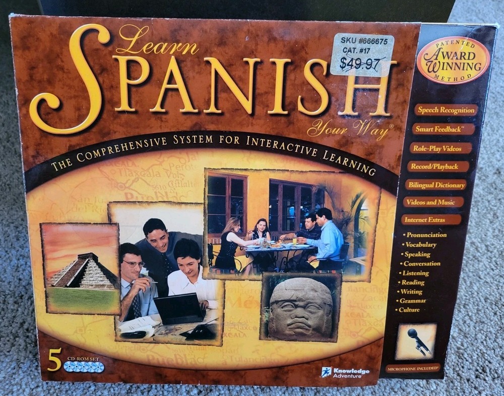 NEW Learn Spanish Your Way 5 Disc PC CD-Rom Windows Knowledge Adventure