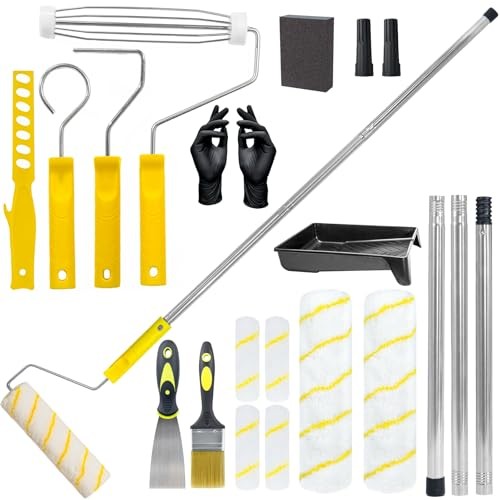 18-Piece Paint Roller Kit with 3.3ft Extension Pole, 4" & 9" Roller Covers,