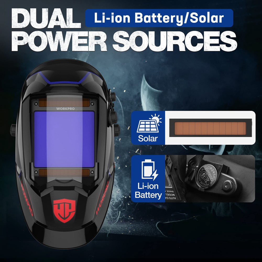 WORKPRO Welding Helmet Large Viewing Welding Mask Hood 4Arc Sensor Welder Shield