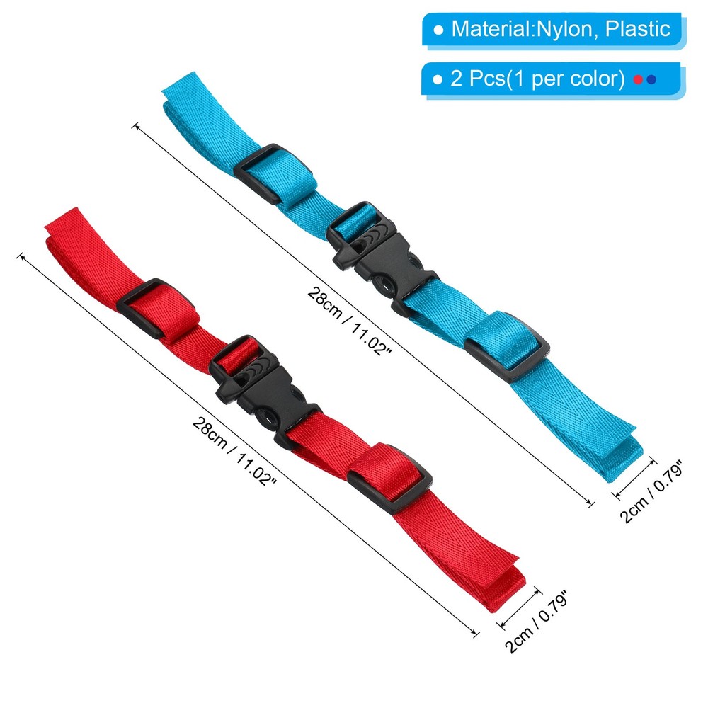 Backpack Belt Strap Set, 2 Pcs Strap with Quick-Release Buckle Red, Blue