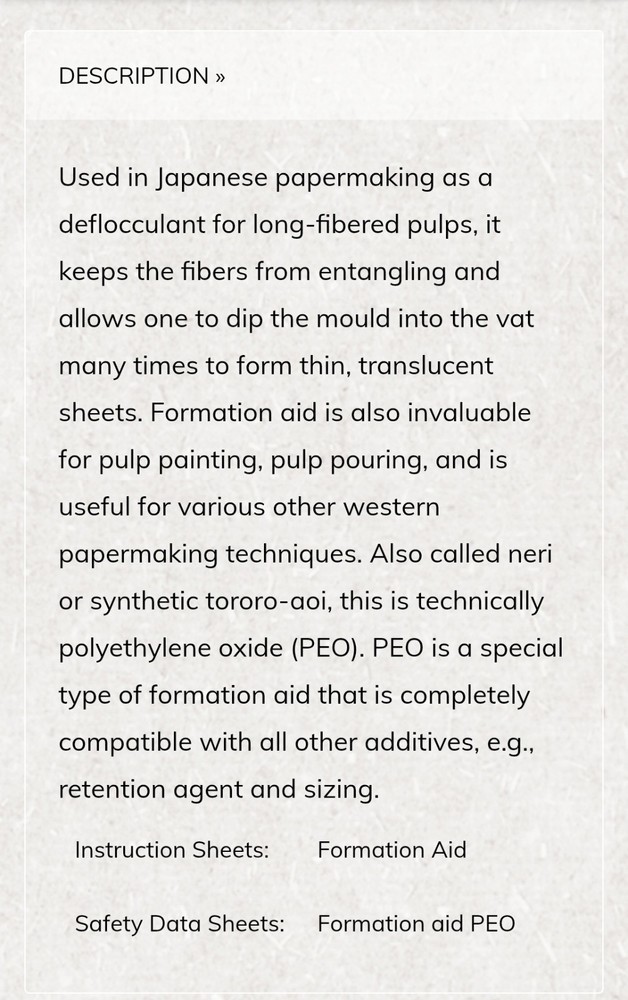 Formation Aid, 2 oz Papermaking Techniques, Comic Book Conservation Paper Pulp
