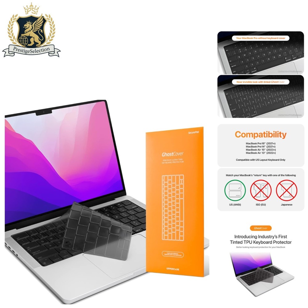 GhostCover Ultra Thin Translucent Keyboard Protector for 2021-2026 MacBooks