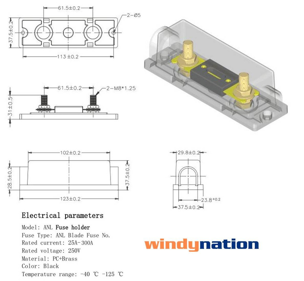 ANL Fuse Holder + Fuse (2Pcs 100A)