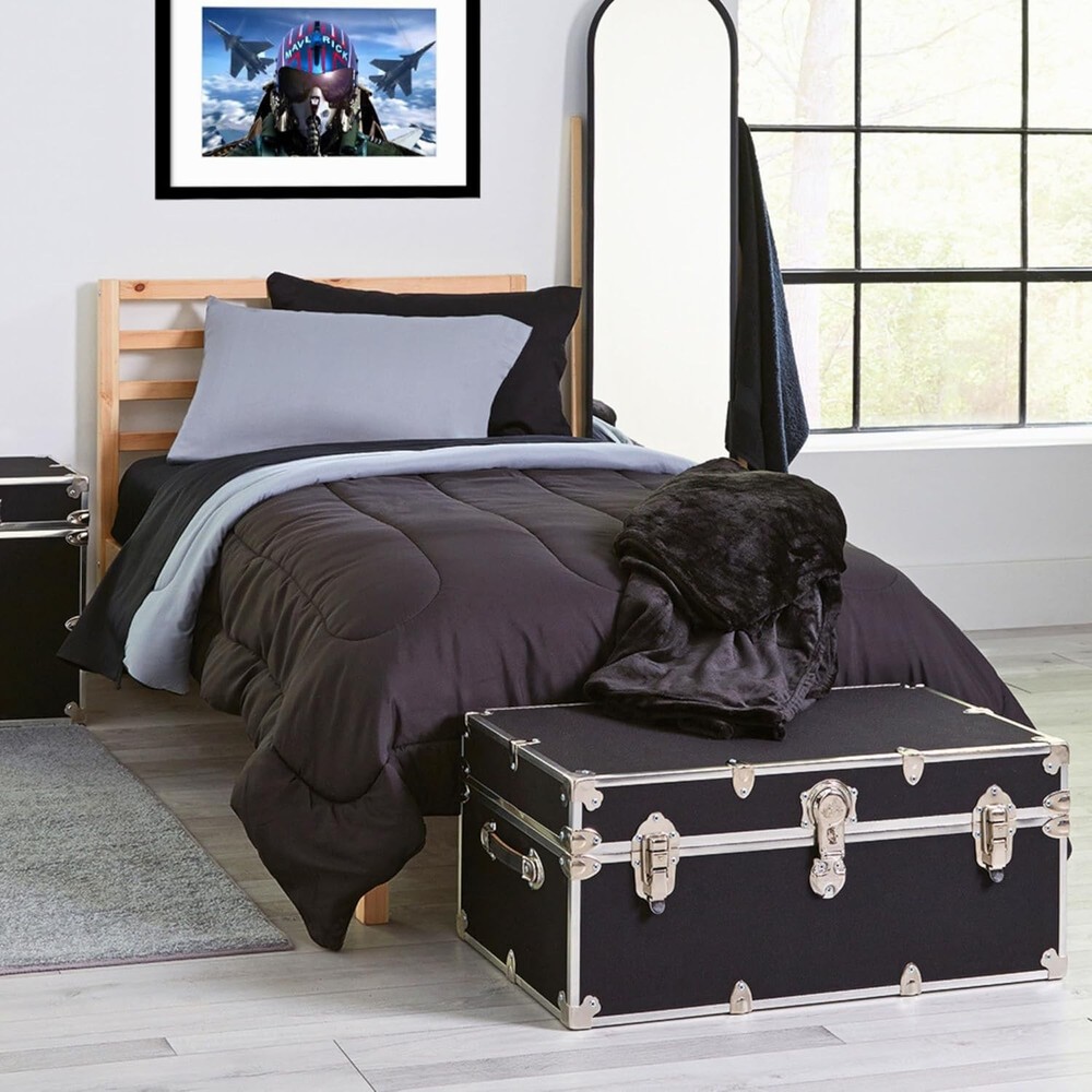 Large Armor Camp Trunk W/ Removeable Wheels Secure Dorm Storage Chest Ideal