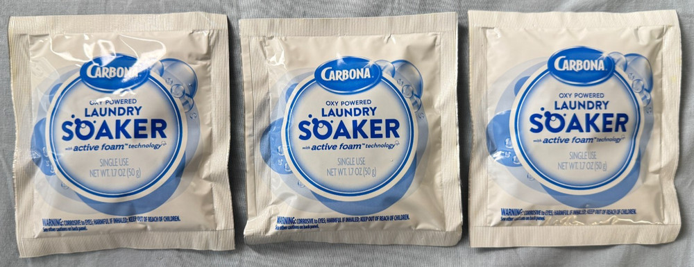 Carbona Oxy Powered Laundry Stain Soaker Fresh Scent 3 Sachets NEW