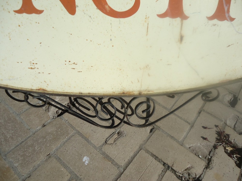 Large Antique Hand Wrought Iron Sign & Bracket