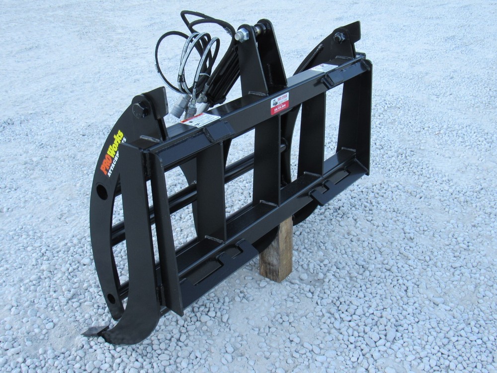 48" Root Rake Clam Grapple and 42" Long Pallet Forks Attachment ComboQuickAttach
