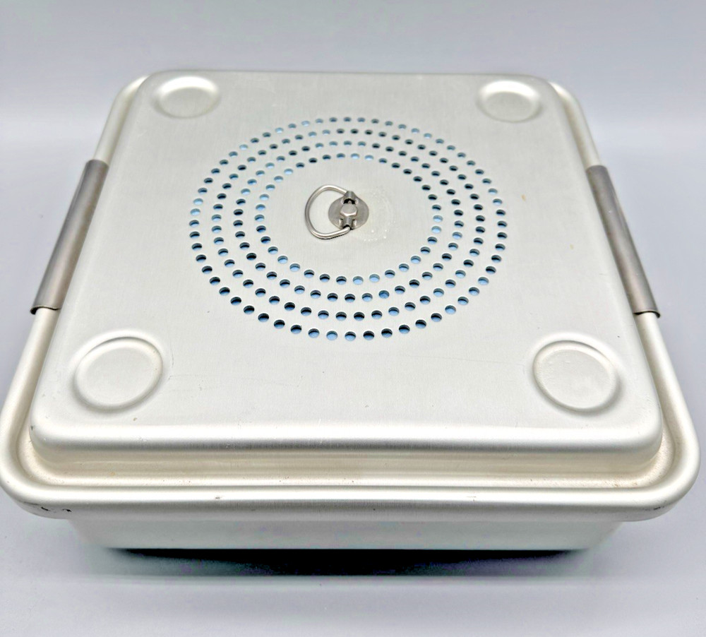 Case Medical Half Size Sterilization Tray with Basket, 12x11x4 Solid Bottom