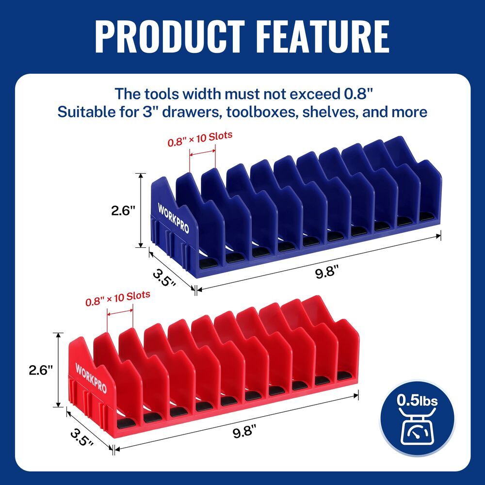 WORKPRO 2PC Plier Organizer Rack 20Slot Tool Box Organizer Tool Drawer Organizer
