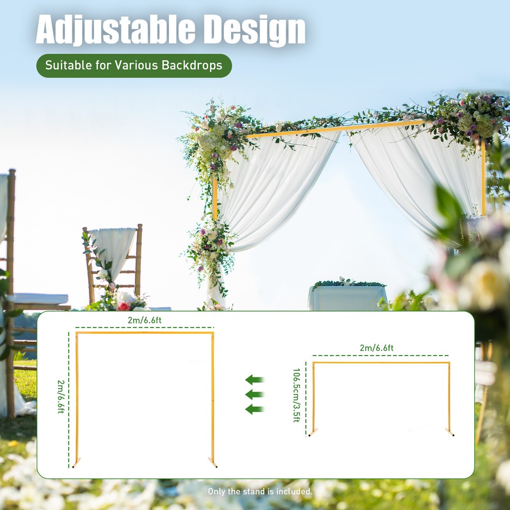 Square Arch Stand for Weddings - Adjustable Height Metal Backdrop Decoration