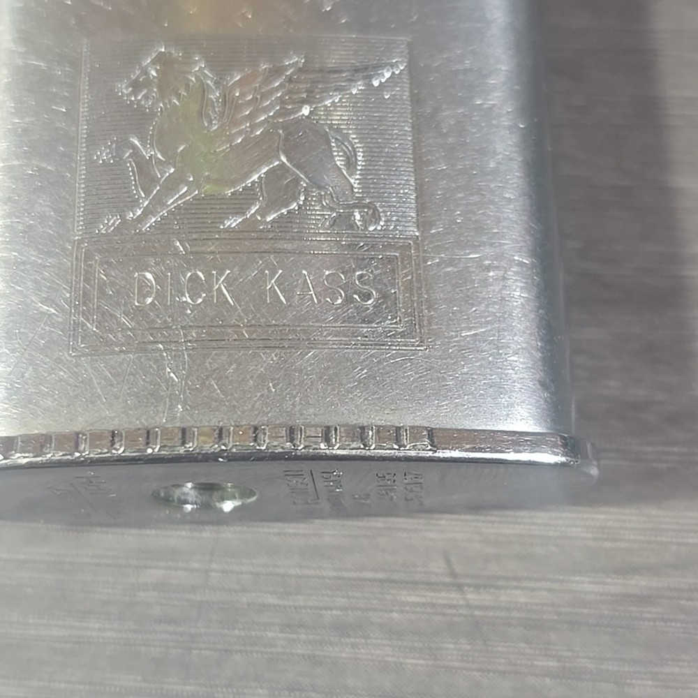 Ronson Triumph Engraved Dick Kass Vintage Push-Button Cigarette Lighter