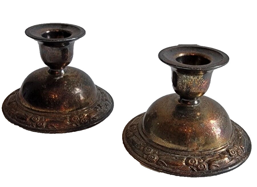 Antique Oneida Silversmiths Silverplate Candleholders 1930s Park Lane Pattern