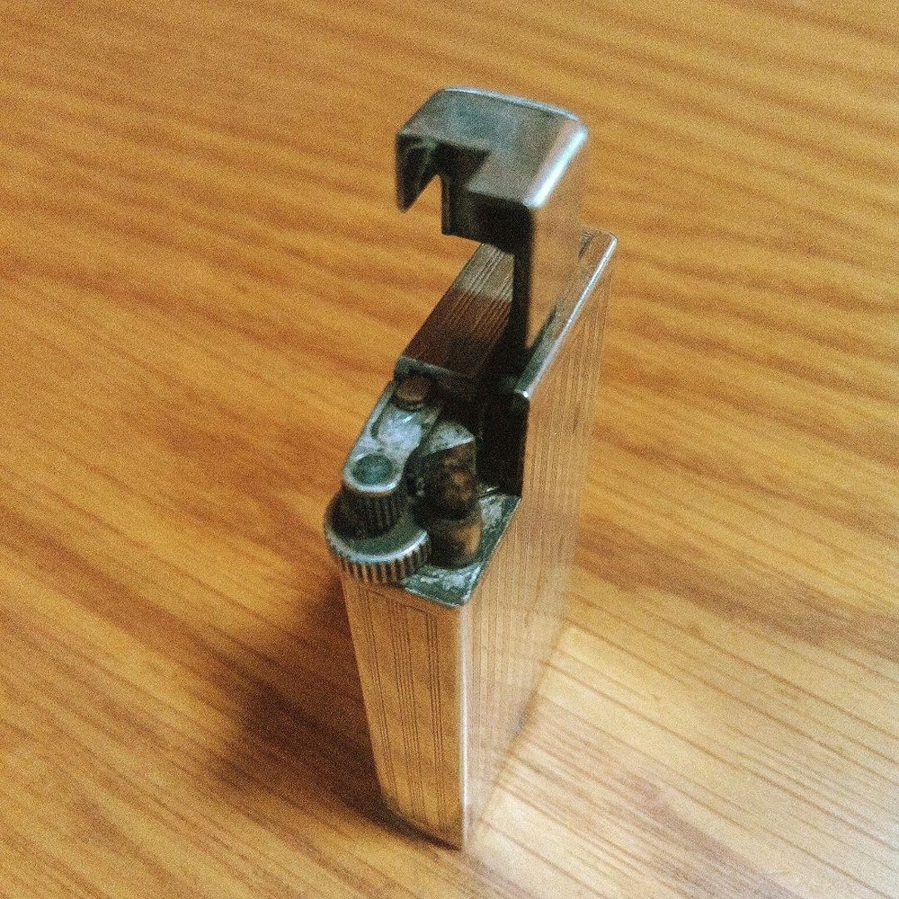 Working Dunhill Oil lighter silver Square Boy Long without box