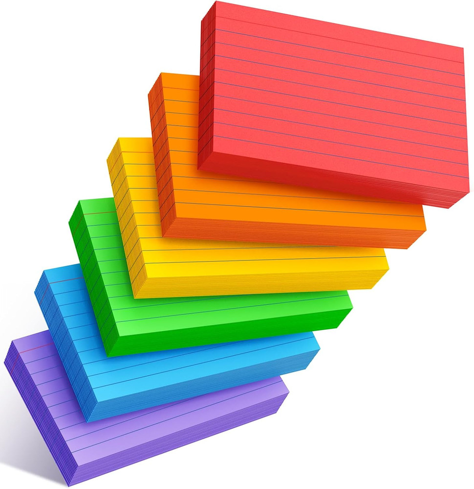 Colored Index Cards 3x5 Inch - 300 Count Flash Cards for Studing, Colored Note C