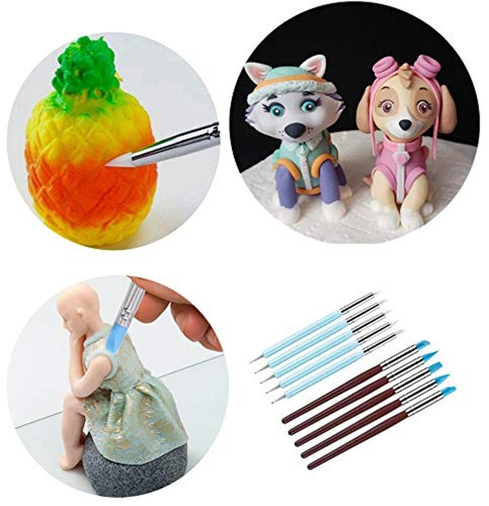 Silicone Clay Sculpting Tool - 10Pcs Modeling Dotting Tool for Pottery Craft,...