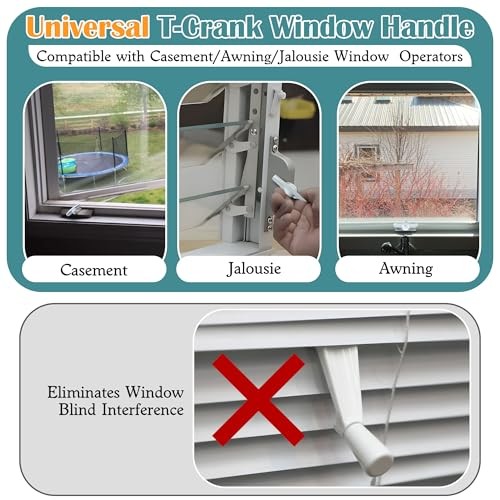 Pack/8'' Spline Socket Crank Handle with Tee Handle Casement Operator, Stone 3