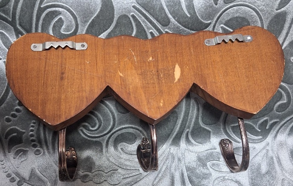 Spoon Hooks Coat Rack Bronze Tone Solid Wood